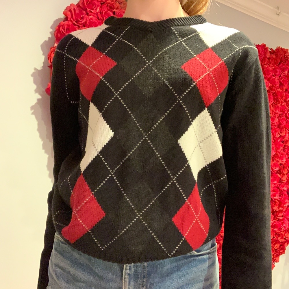 argyle v-neck sweater